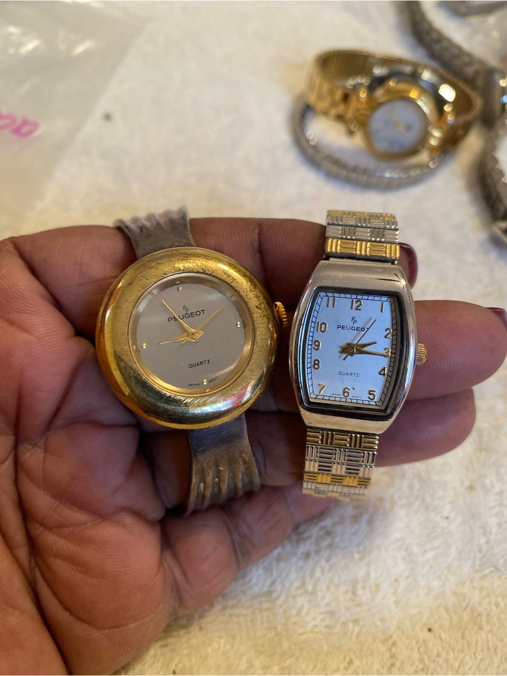 Peugeot Gold and Silver Tone Women's Quartz Watch Pair